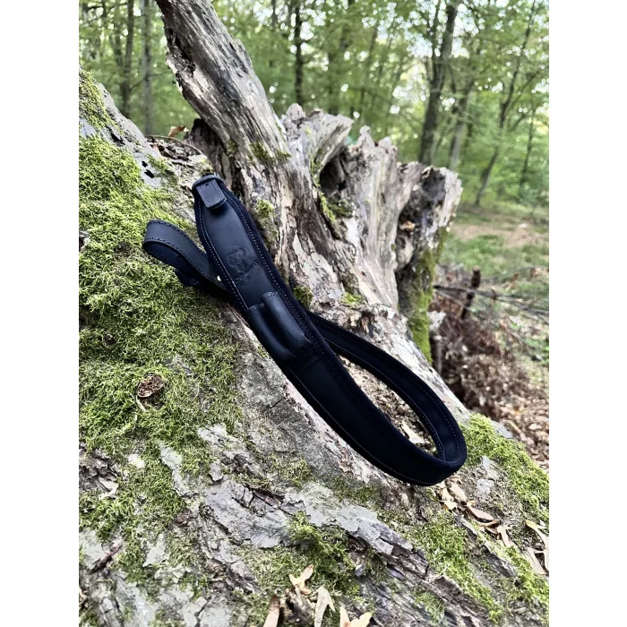 Pas skórzany NOBIL HUNTING Curea Lux + 2 sloty na naboje - Czarny