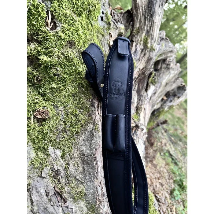 Pas skórzany NOBIL HUNTING Curea Lux + 2 sloty na naboje - Czarny