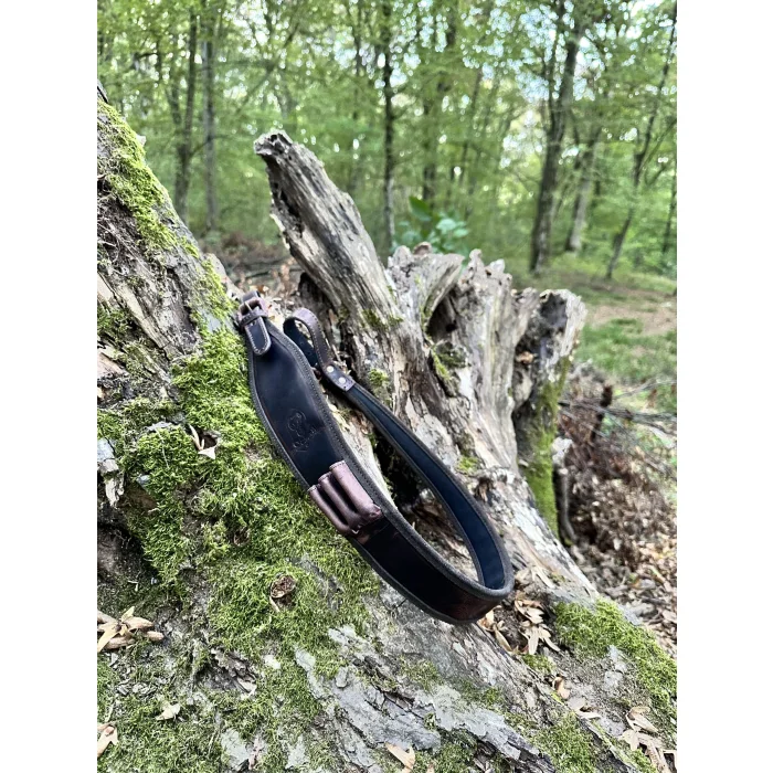 Pas skórzany NOBIL HUNTING Curea Lux + 3 sloty na naboje - Brązowy