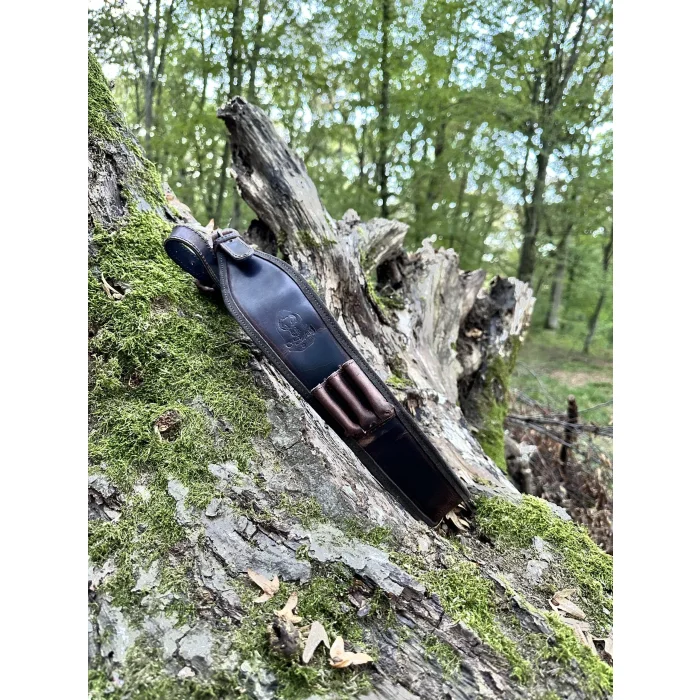 Pas skórzany NOBIL HUNTING Curea Lux + 3 sloty na naboje - Brązowy