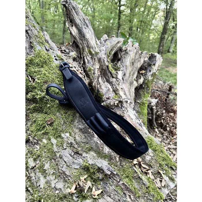 Pas skórzany NOBIL HUNTING Curea Lux + 3 sloty na naboje - Czarny