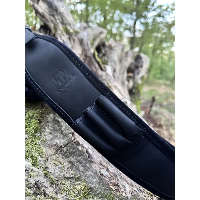 Pas skórzany NOBIL HUNTING Curea Lux + 3 sloty na naboje - Czarny