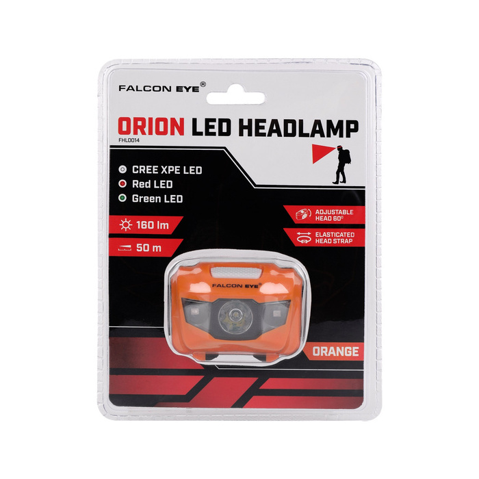 Latarka Czołowa Falcon Eye Orion 160 Lm, Bateryjna, Pomarańczowa FHL0014