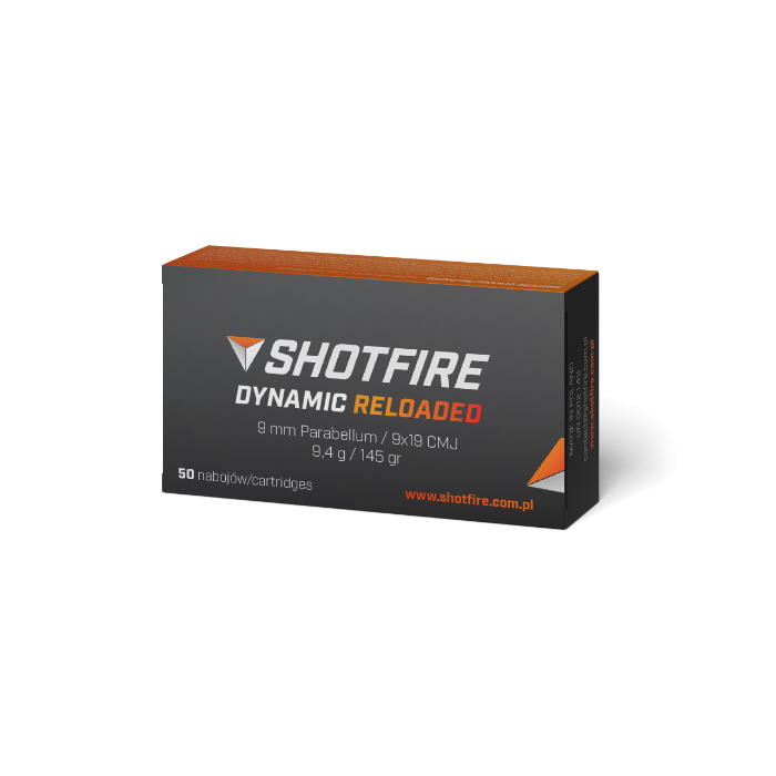 AMUNICJA 9X19 - SHOTFIRE DYNAMIC RELOADED - CMJ 145gr/9,4g