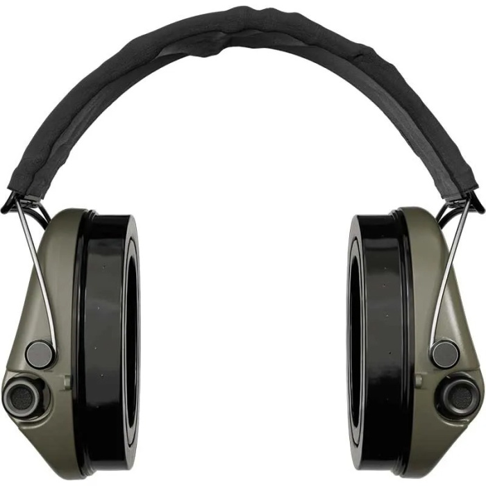Słuchawki aktywne Ace Sordin, szara materiałowa opaska, zielone miseczki, żelowe wkładki - 75302-G-GYT-ACE