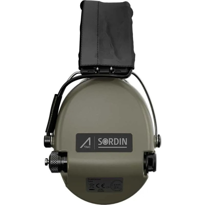 Słuchawki aktywne Ace Sordin, szara materiałowa opaska, zielone miseczki, żelowe wkładki - 75302-G-GYT-ACE