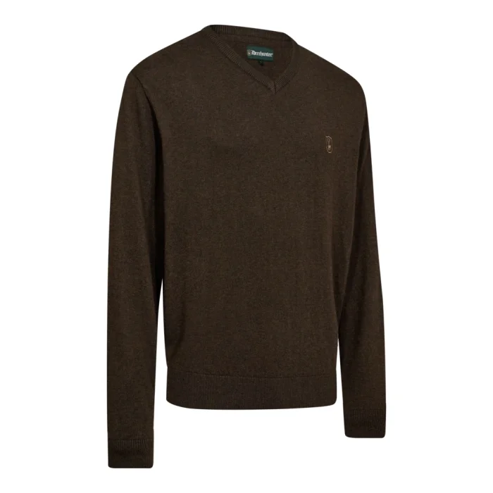 Sweter DEERHUNTER Harrington V-neck Knit - Brown Melange (8118-595)