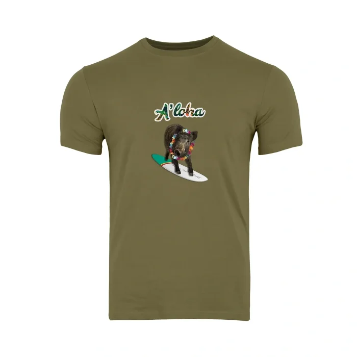 T-shirt bawełniany męski TAGART FNT ALOHA w kolorze oliwkowym z nadrukiem