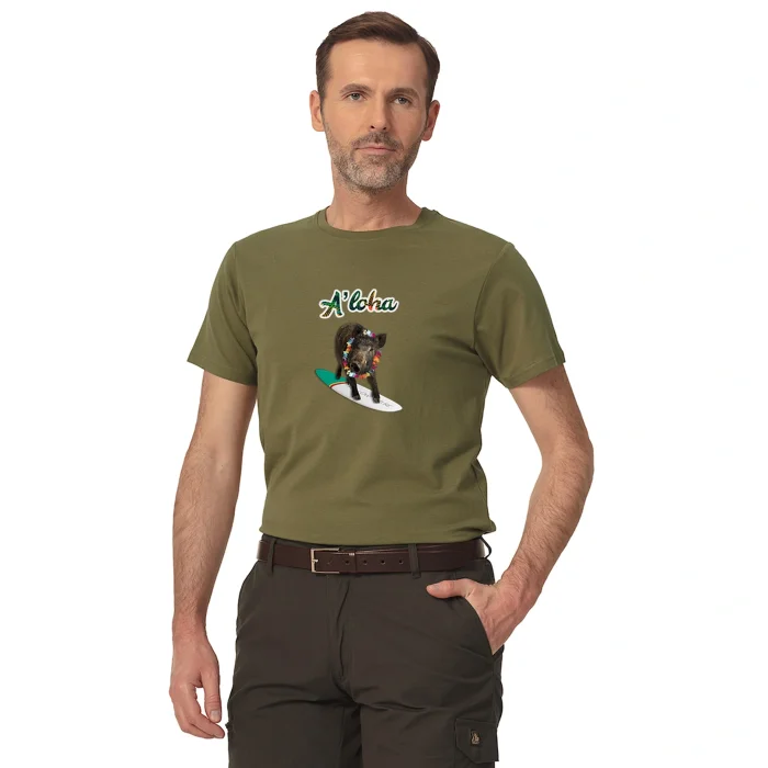 T-shirt bawełniany męski TAGART FNT ALOHA w kolorze oliwkowym z nadrukiem