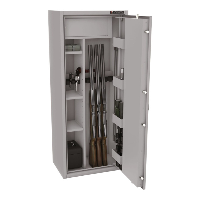 Sejf Konsmetal na 10 sztuk broni długiej MLB150D/6+4 Biały, Klasa S1 - zamek elektroniczny