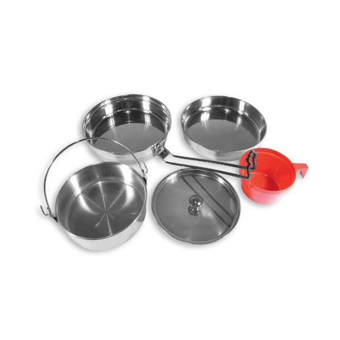 Zestaw naczyń turystycznych Mil-Tec ze stali nierdzewnej 1-osobowy